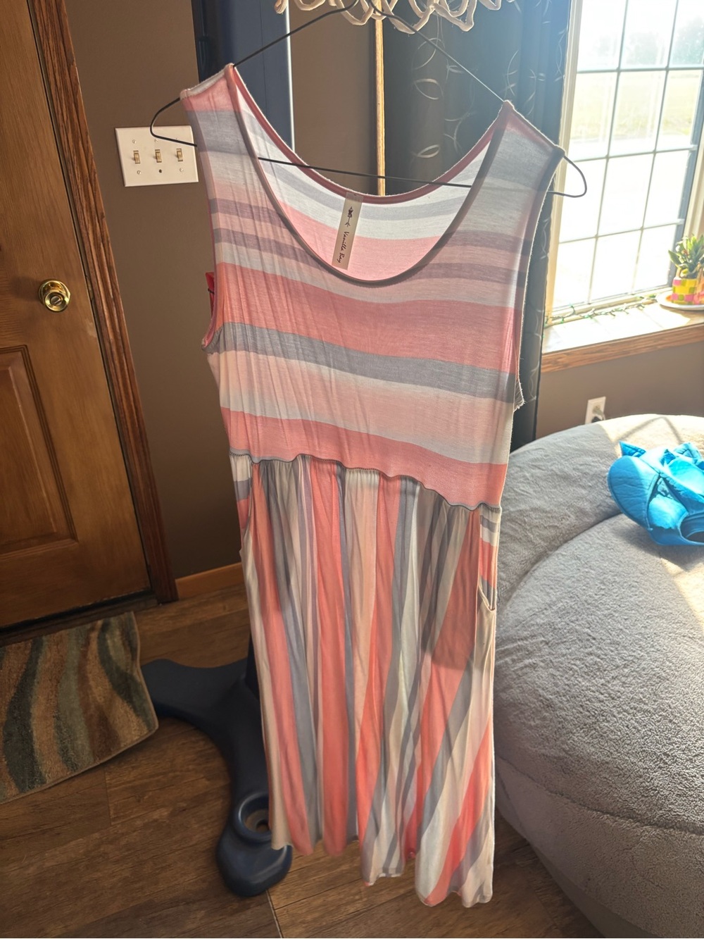 Sleeveless Striped Midi Dress by vanilla bay